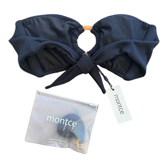 Montce Black Rib Tori Bandeau Bikini Top NWT - Picture 10 of 11